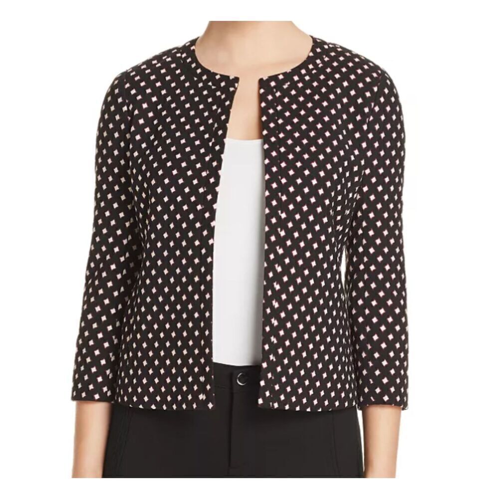Kate Spade Diamond Jacquard Lined Blazer Black With White Burgundy Size‎ 8